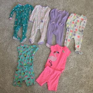 Lot of 12m Baby Girl Pajamas